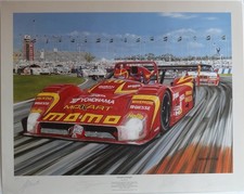 FERRARI 333 SP DAYTONA 1998 LITOGRAFIA CON AUTOGRAFI ORIGINALI DEI 4 PILOTI