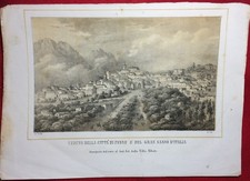 PENNE e IL GRAN SASSO D'ITALIA 1850c-LITOGRAFIA a COLORI-BORBONICA-ORIGINALE