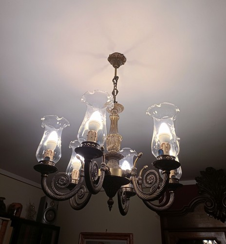 Lampadario bronzo vintage - lampadario,