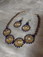 Set Collana Orecchini Oro/Blu