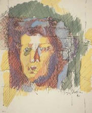 Jacques VILLON : Portrait d'homme, Lithographie et pochoir signée