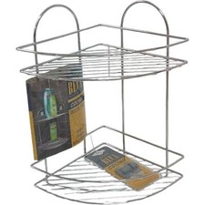 Mensola doccia angolare 2 ripiani cromata angoliera agno doccia 23 x 23 x 36.5 