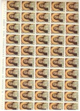 Foglio di 50 francobolli delle