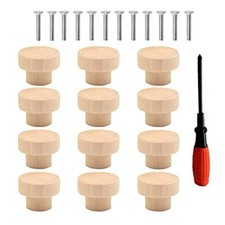 12 Forma rotonda Pomelli legno, pomelli per cassetti, Pomelli in legno (G4H)
