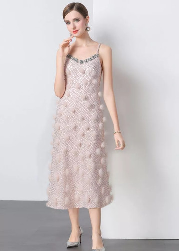 Abito rosa lungo elegante con - rosa,