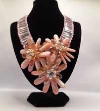  Collana ?? Fiori In Madreperla?, Cristalli cangianti, Vetro e Perline NUOVA