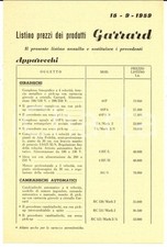 1959 SWINDON (UK) Ditta GARRARD Listino prezzi per giradischi e accessori