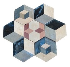 Pannello da 7 mattonelle -riggiole- in  cemento