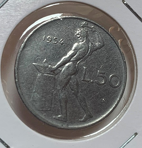 Moneta lire vulcano 1954 - moneta,