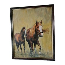 Cavalli in Campo Dipinto Olio