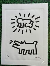 sérigraphie signée . Keith Haring- Dog And Baby-Certificat d’édition- Numérotés