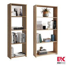 Libreria Scaffale in Legno Moderna Mobile da Camera Rovere 4 Ripiani Mensole