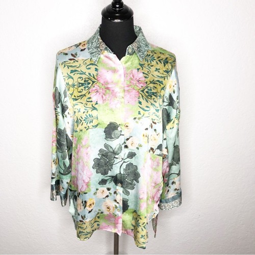 Zara blue pink floral silky