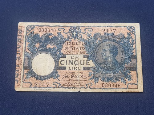 Banconota lire italia 1904 - lire,