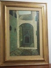 QUADRO ad olio su masonite di SERGIO CONTU PORTA CATTEDRALE CAGLIARI CVC1/18
