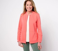 D1042 Denim & Co. Giacca Active French Terry con zip e tasca a canguro TAGLIA 1X