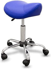 Sgabello Tipo Pony, Ergonomico, Con Base in Acciaio, Colore Blu, Rivestimento in
