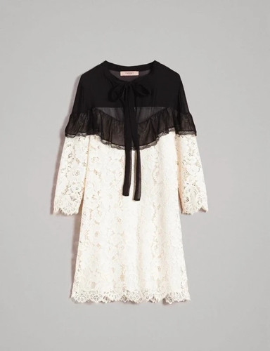 Abito pizzo panna twinset - pizzo,