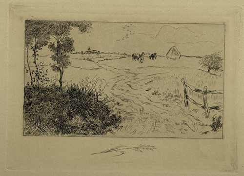 Paysage campagne gravure eau - campagne,