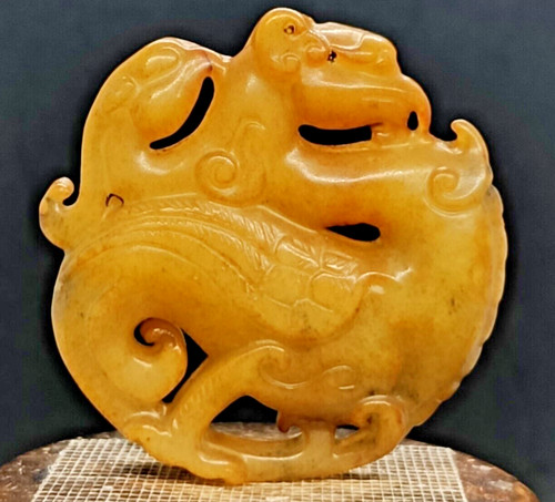Antico ciondolo drago giada - ciondolo,