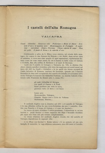 Castelli dell alta romagna - i, dell'alta