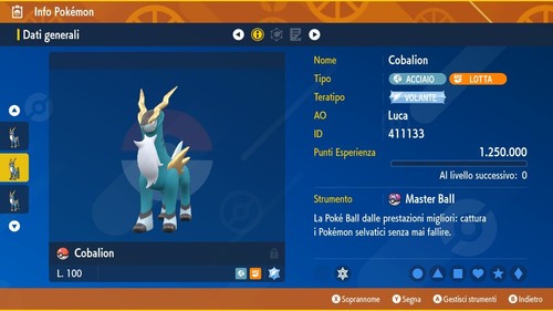 Cobalion 6iv masterball - 6iv, +