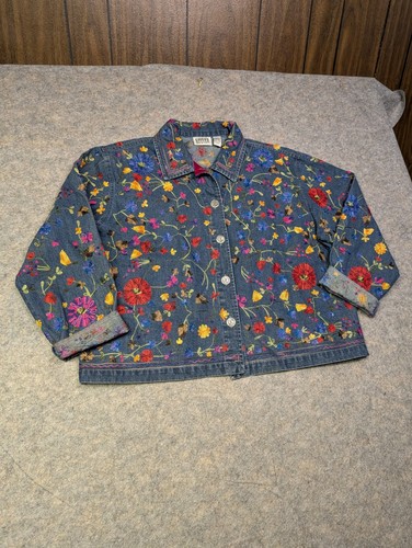 Giacca jeans denim floreale