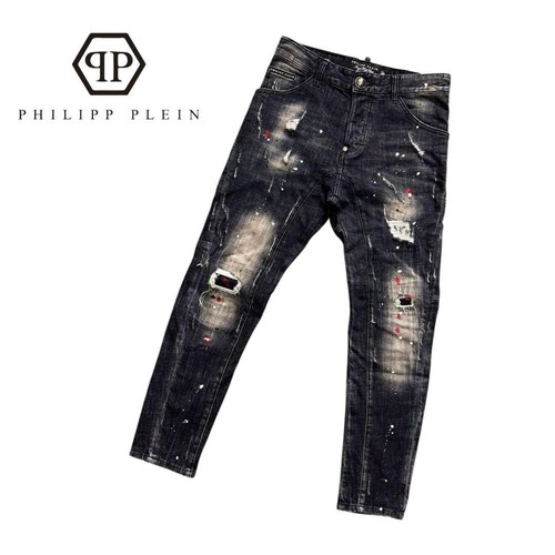 Pantalone denim biker nero