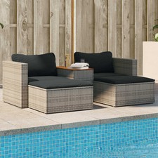 Garden Sofa Set Grey PE Rattan