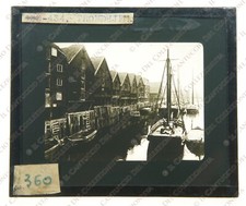 NORVEGIA Trondheim navi in porto 1890c lanterna magica slide foto