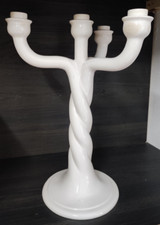 Candelabro Vintage Ceramica Bianca Firmato
