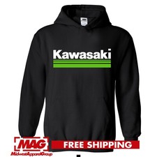 Felpa con cappuccio KAWASAKI LOGO NERO VERDE Racing Felpa Ninja Moto Moto Moto