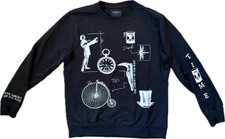 Felpa uomo Piazza Italia “Time”, denim,girocollo, nera/ con scritte in ogni lato