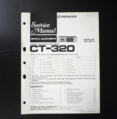 Originale pioneer 320 - pioneer, ct-320