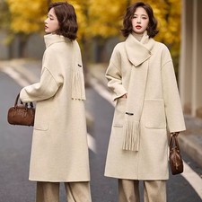 Cappotto Lungo Donna Beige Con
