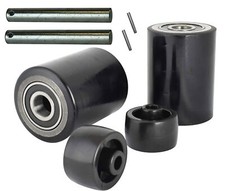 Set completo ruote di carico cric/camion per pallet con assi e rulli 3" x 3,75" nero