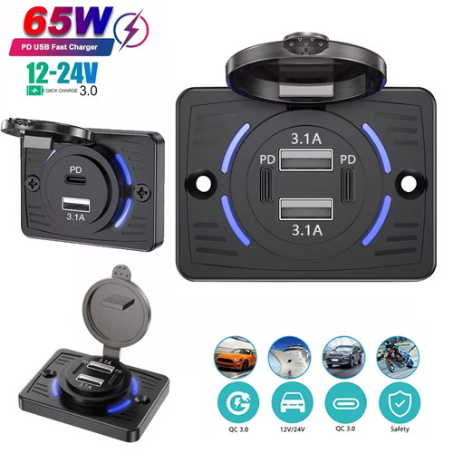 Presa auto 12v - pd, usb