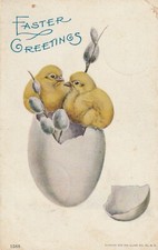 C2- Cp Cartolina Illustrata  Augurale Pasqua Pulcini Uovo - Fp Vg 1906