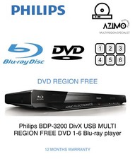 Philips BDP3200 DVD Multi Regione 1-6 Lettore Blu-ray DivX FLAC Telecomando Originale