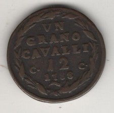 FERDINANDO IV BORBONE NAPOLI UN GRANO 12 CAVALLI 1788 #ANT #1
