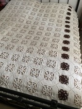 Grande Copriletto Coperta Cotone,all’uncinetto,fatta a mano,2,08m/1,95m.Perfetta