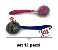 x Set 12 Spazzola LavaPiatti Con Retina Cucina Pulire Lavare Piatti Pentole hmj