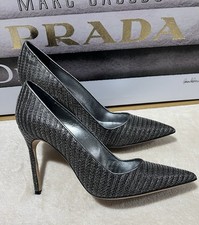 Scarpe Manolo Blahnik argento a punta tacco alto BB 90 taglia 38