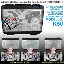 Kit 3 Adesivi per valigie vario BMW R1200 R1250GS Globo Grigio bags stickers K50