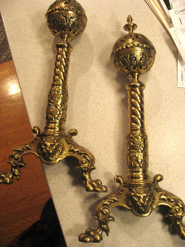 Antica coppia andirons - antica, di
