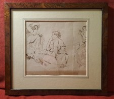 Disegno Antico. China su carta(due fogli); cm 16x15;cornice 24x27; XIX sec.