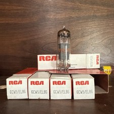 EL86 6CW5 RCA TUBE NOS NIB QUAD VALVE OTL AMPLIFICATORE POTENZA PIASTRE GRIGIE
