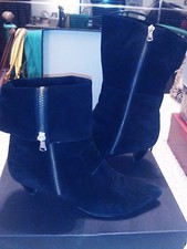 Stivali mendio-bassi double-face scamosciati nero zip laterale n 39