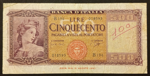 500 lire 1961 - 500, italia