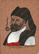 Costume sardo uomo con pipa Sardegna Cartolina in sughero